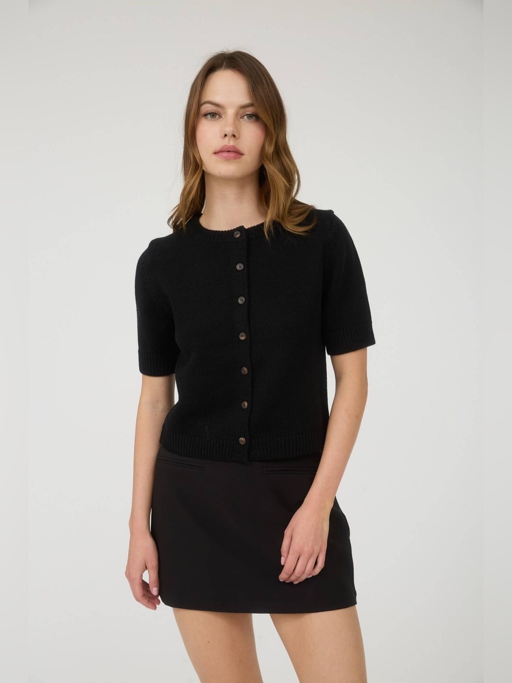 H&M Black Short-Sleeve Button Cardigan Size M - Picture 6 of 16